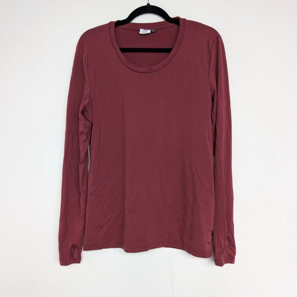 Merino 365 Merino Wool Base Layer Long Sleeve Thumb Hole Shirt Burgundy Sz XL